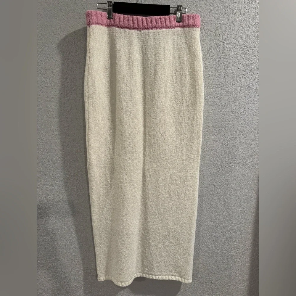 VICI Collection Arwen Contrast Knit Tank & Pencil Midi Skirt Cream/Pink M - Picture 8 of 9